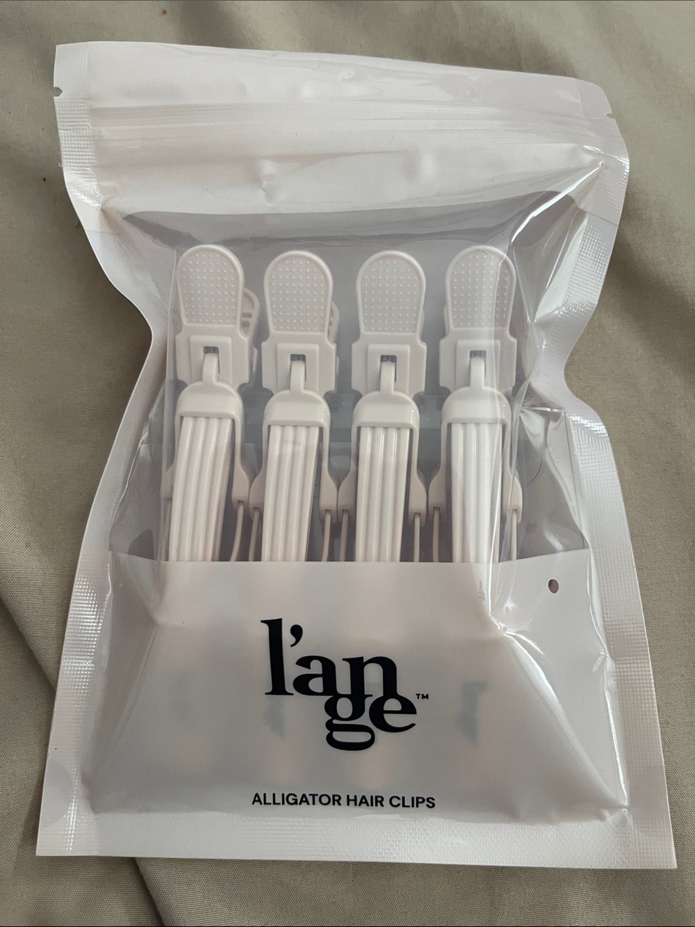Lange White Alligator Hair Clips - Set of 4